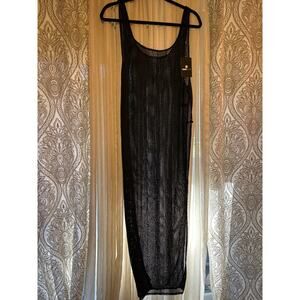 StyleWe Black Mesh Cutout O-Ring Dress Medium Edgy Goth Clubwear Statement Piece